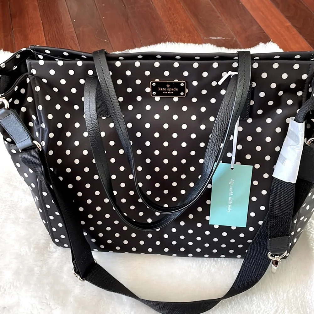 Kate Spade Big Tote! Polka dot pattern and nylon material w long crossbody strap